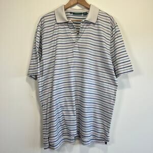 Bobby Jones Golf Polo Shirt Blue Purple Striped 100% Cotton Preppy Luxury Size L